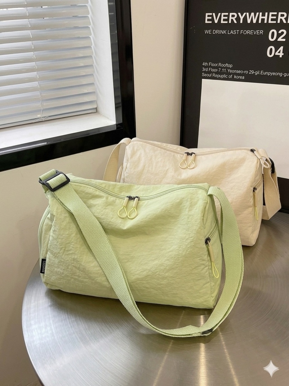 Light Green Shoulder Crossbody Bag with Adjustable Strap